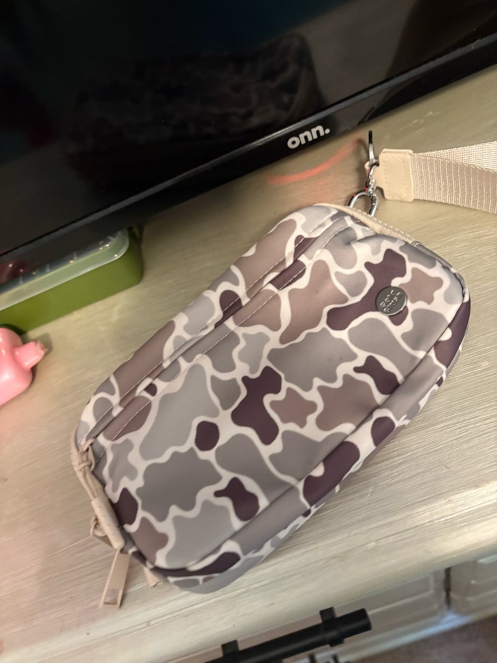 Neutral Camo Wristlet Clutch - Taupe/Gray
